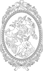 Vector illustration sketch of classic vintage roman ornate ornament