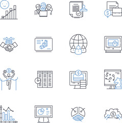 Financial scheme line icons collection. Investment, Savings, Retirement, Debt, Loans, Interest, Budget vector and linear illustration. Inflation,Stock,Equity outline signs set