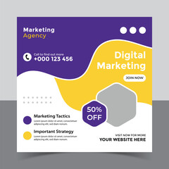 corporate social media post template and marketing social media post banner template, Vector Design Square Banner Promotion