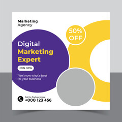 corporate social media post template and marketing social media post banner template, Vector Design Square Banner Promotion