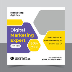 corporate social media post template and marketing social media post banner template, Vector Design Square Banner Promotion