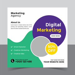 corporate social media post template and marketing social media post banner template, Vector Design Square Banner Promotion