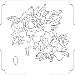 Vector sketch of chinese japanese plant ornament illustration