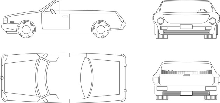 Vector sketch illustration set of various side view cars