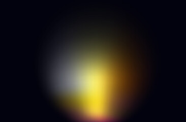 Rainbow flash beam, flare light. Yellow glare rays, through glass, lens, prism. Spectrum of blinding flash, blurred shapes, iridescent, reflection glow, beam blur, universe. Magic light. Vector.