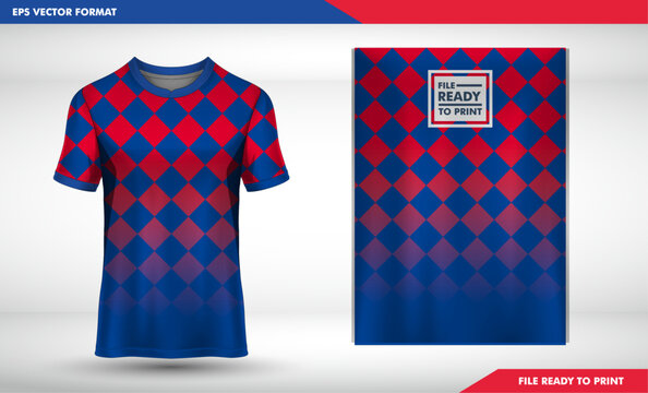 Square T-shirt texture designs sports abstract background for extreme jersey team, racing, cycling, football, red and navy color  and sport livery.