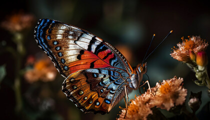 Fototapeta na wymiar Vibrant butterfly in close up, showcasing fragility generated by AI