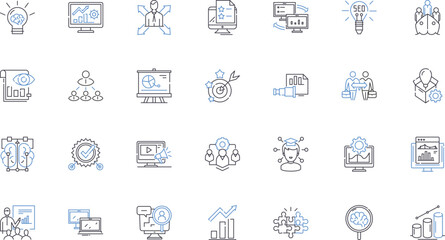 Risk assessment line icons collection. Hazard, Probability, Vulnerability, Analysis, Threat, Mitigation, Exposure vector and linear illustration. Damage,Consequence,Assessment outline signs set