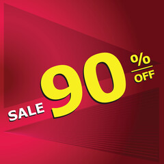 90% off. Special Offer Announcement. Discount promotion. Special offer 10% off red and yellow tag design template.