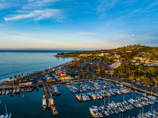 Santa Barbara Harbor overlooking the Mesa at Sunrise