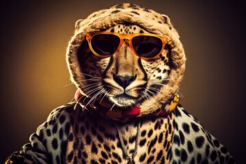 Cheetah Hip Street Dancing Showing Some Moves Generative AI