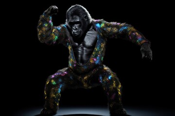 Gorilla Hip Hop Street Dancing Backdrop Generative AI