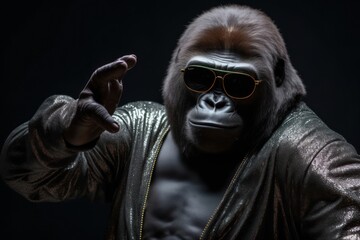 Gorilla Music Dancer Backdrop Generative AI