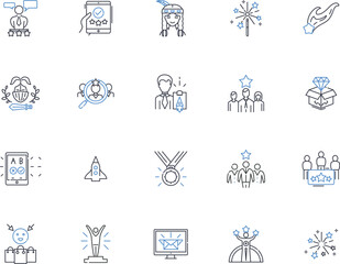 Tenacious conquerors line icons collection. Persistence, Determination, Resilience, Endurance, Grit, Tenacity, Ambition vector and linear illustration. Fortitude,Triumph,Conquer outline signs set