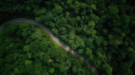 A Beautiful Aerial Shot of Cars On a Narrow Road Generative AI