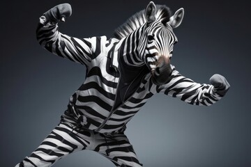 Zebra Cool Dancer Having Fun Generative AI - obrazy, fototapety, plakaty