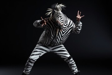 Zebra Funky Street Dancing Backdrop Generative AI