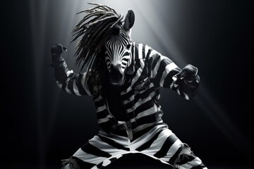Zebra Hip Dancer Backdrop Generative AI
