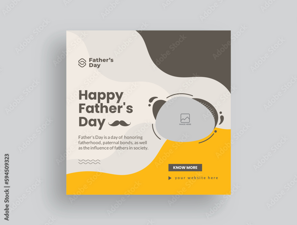 Wall mural happy father's day instagram post or web banner template