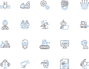 Torque line icons collection. Rotational, Force, Moment, Strength, Power, Physics, Angular vector and linear illustration. Wrench,Twist,Vector outline signs set