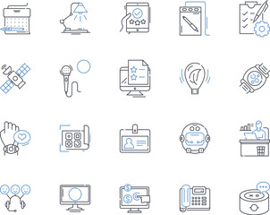 Internet industry line icons collection. Connectivity, Innovation, Digitalization, Technology, Cybersecurity, Big Data, E-commerce vector and linear illustration. Social Media,Online Gaming,Streaming