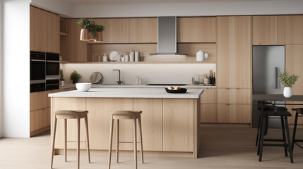 Fototapeta na wymiar a kitchen with sleek stainless steel , generative ai