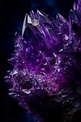 shiny purple crystal on dark background