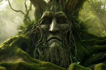 Fototapeta na wymiar giant fantasy tree with face