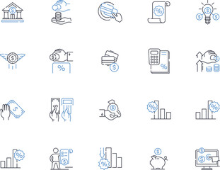 Sales champions line icons collection. Persuasive, Charismatic, Goal-oriented, Confident, Resourceful, Driven, Tenacity vector and linear illustration. Self-motivated,Adaptability,Empathetic outline