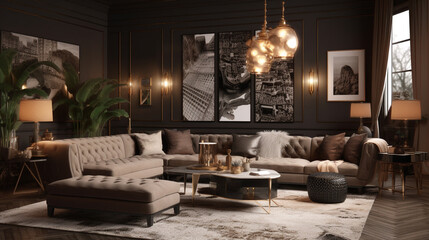 Fototapeta na wymiar a luxury living room, generative ai
