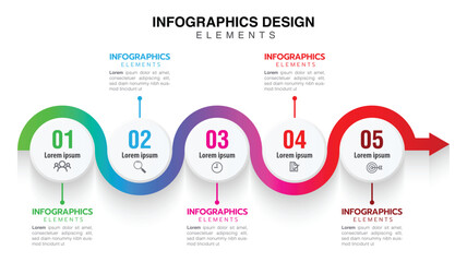 Fototapeta premium Infographic cycle design template with 5 steps or option