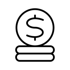Cost outline icon for cost per hour, expense, business and finance, fee, legal, price, coin, dollar, charge logo