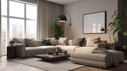 a minimalist living room, generative ai