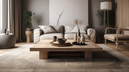 Fototapeta na wymiar a minimalist Scandinavian living room, generative ai