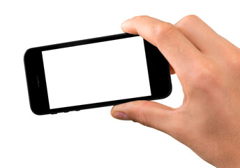 Hand Holding an iPhone with Blank Screen