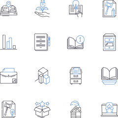 Fototapeta premium exploration line icons collection. Adventurous, Discovery, Uncharted, Bold, Excitement, Frontier, Piering vector and linear illustration. Journey,Expedition,Curiosity outline signs set