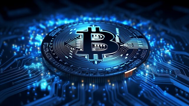 Bitcoin digital azul 
