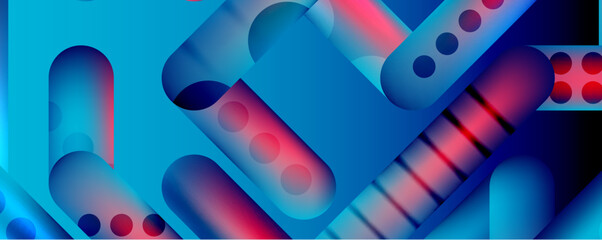 Techno round shapes, lines abstract background with glossy elements. Vector Illustration For Wallpaper, Banner, Background, Card, Book Illustration, landing page