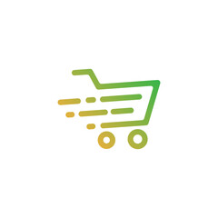 Shopping cart icon. Fast shopping symbol logo vector.