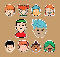 Pixel Art Sticker Emoji Design,