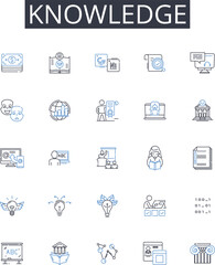 Knowledge line icons collection. Wisdom, Expertise, Awareness, Perception, Insight, Comprehension, Acumen vector and linear illustration. Savvy,Understanding,Intellect outline signs set