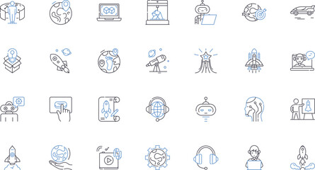 Eventuality line icons collection. Uncertainty, Probability, Consequence, Contingency, Outcome, Result, Possibility vector and linear illustration. Chance,Inevitability,Occurrence outline signs set