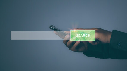 Man using mobile phone searching Browsing Internet Data Information.