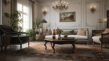 a classic living room, generative ai