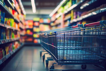 Free photo of Supermarket Aisle Grocery Cart