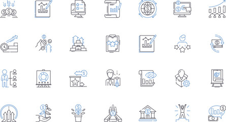 Industrial investigation line icons collection. Manufacturing, Safety, Assembly, Machinery, Inspection, Pollution, Hazardous vector and linear illustration. Compliance,Engineering,Accident outline