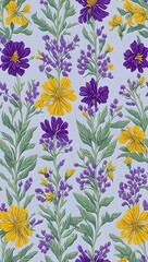 seamless pattern with flowers  generated Ai