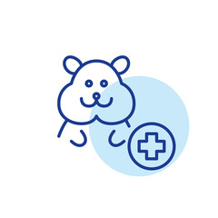 Hamster treatment veterinary services. Pet healthcare plan. Pixel perfect, editable stroke line design icon