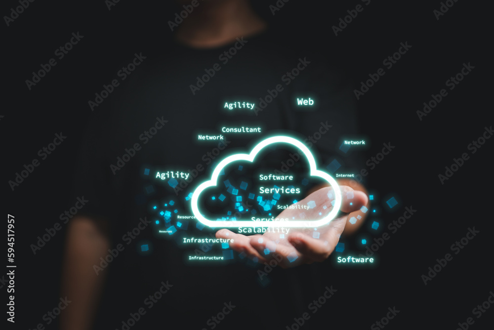 Poster Consultant promoting cloud computing resources and services, enabling cost-effective and flexible solutions for businesses of all sizes.