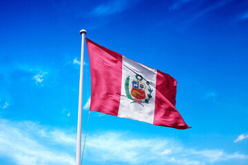 Peru waving flag, flag in a pole, memorial day, freedom of speech, horizontal flag, rectangular, national, raise a flag, emblem